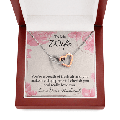 You�Re A Breath Of Fresh Air Gift To Wife Inseparable Necklace Pendant 18k Rose Gold Finish 16� - Interlocking Hearts Necklace