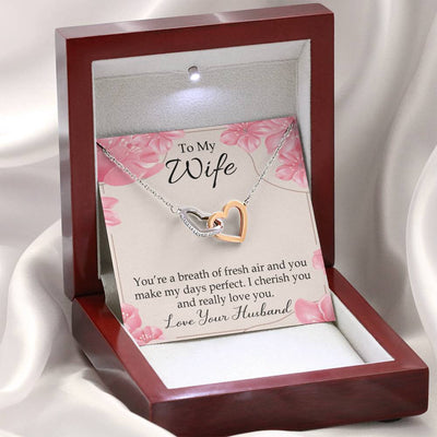 You�Re A Breath Of Fresh Air Gift To Wife Inseparable Necklace Pendant 18k Rose Gold Finish 16� - Interlocking Hearts Necklace