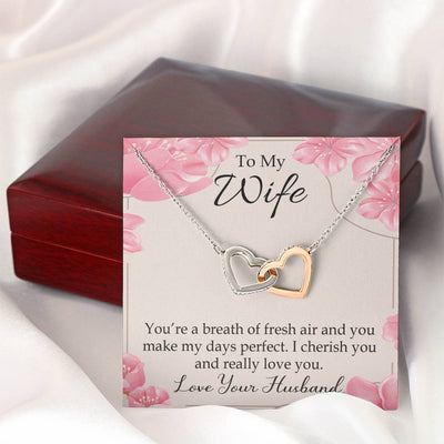 You�Re A Breath Of Fresh Air Gift To Wife Inseparable Necklace Pendant 18k Rose Gold Finish 16� - Interlocking Hearts Necklace