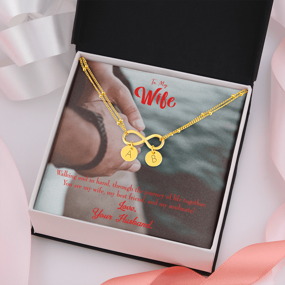 To My Wife To My Soulmate Infinity Bracelet With Initial Charms - Infinity Bracelet