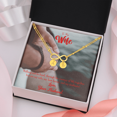To My Wife To My Soulmate Infinity Bracelet With Initial Charms - Infinity Bracelet