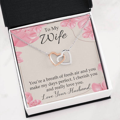 You�Re A Breath Of Fresh Air Gift To Wife Inseparable Necklace Pendant 18k Rose Gold Finish 16� - Interlocking Hearts Necklace