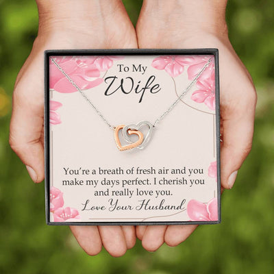 You�Re A Breath Of Fresh Air Gift To Wife Inseparable Necklace Pendant 18k Rose Gold Finish 16� - Interlocking Hearts Necklace