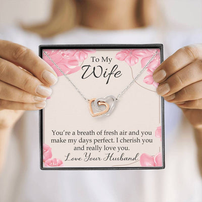You�Re A Breath Of Fresh Air Gift To Wife Inseparable Necklace Pendant 18k Rose Gold Finish 16� - Interlocking Hearts Necklace