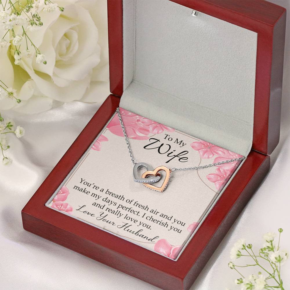 You�Re A Breath Of Fresh Air Gift To Wife Inseparable Necklace Pendant 18k Rose Gold Finish 16� - Interlocking Hearts Necklace