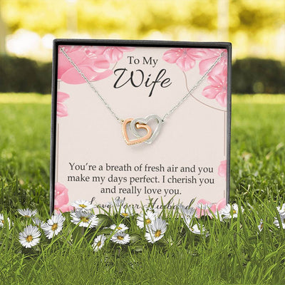 You�Re A Breath Of Fresh Air Gift To Wife Inseparable Necklace Pendant 18k Rose Gold Finish 16� - Interlocking Hearts Necklace