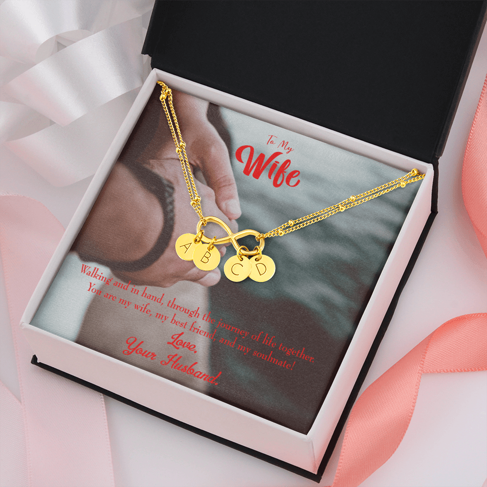 To My Wife To My Soulmate Infinity Bracelet With Initial Charms - Infinity Bracelet
