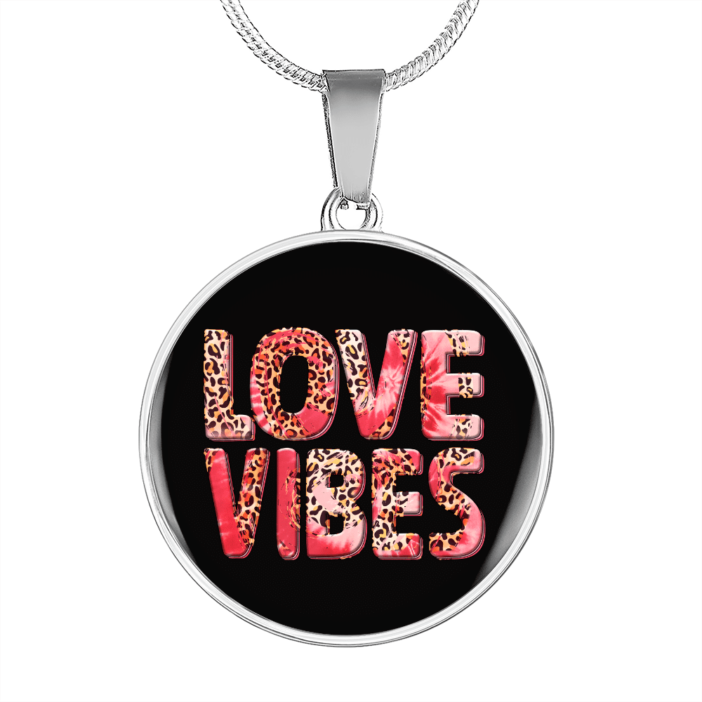 Girlfriend Gift Love Vibes Circle Necklace Stainless Steel or 18k Gold 18-22 - Luxury Circle Pendant Bangle Bracelet Meanful Gift Idea For Her/Him