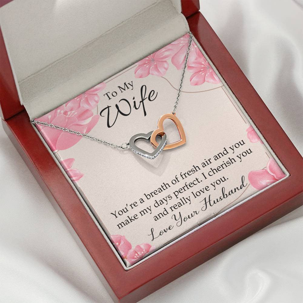 You�Re A Breath Of Fresh Air Gift To Wife Inseparable Necklace Pendant 18k Rose Gold Finish 16� - Interlocking Hearts Necklace