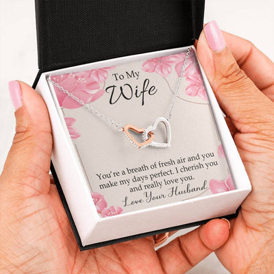 You�Re A Breath Of Fresh Air Gift To Wife Inseparable Necklace Pendant 18k Rose Gold Finish 16� - Interlocking Hearts Necklace