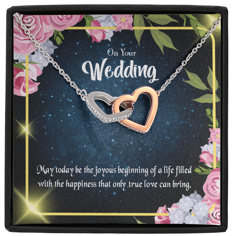 Wife Gift For Wife Birthday On Your Wedding Inseparable Love Pendant 18k Rose Gold Finish 16� - Interlocking Hearts Necklace