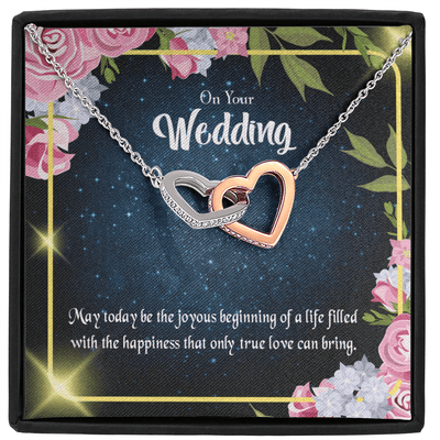 Wife Gift For Wife Birthday On Your Wedding Inseparable Love Pendant 18k Rose Gold Finish 16� - Interlocking Hearts Necklace