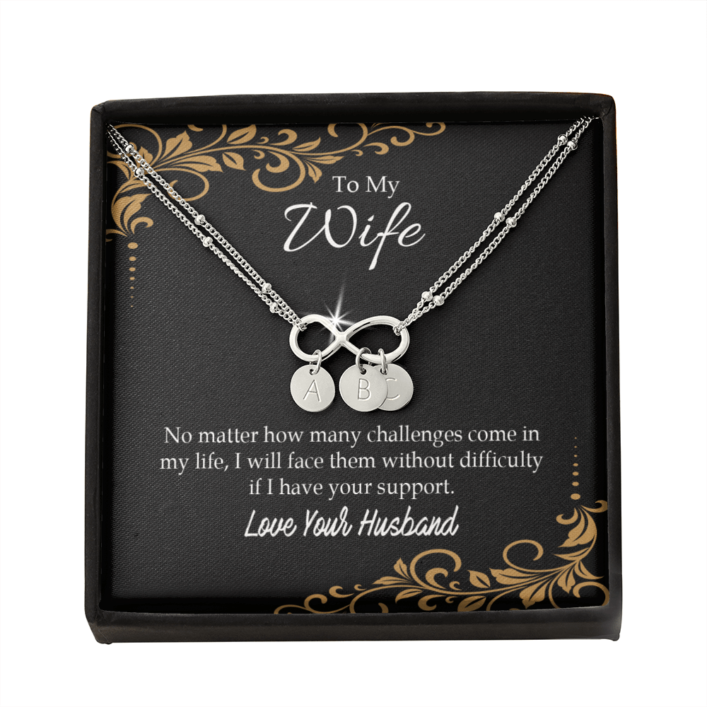 To My Wife No Matter How Many Challenges Infinity Bracelet With Initial Charms - Infinity Bracelet