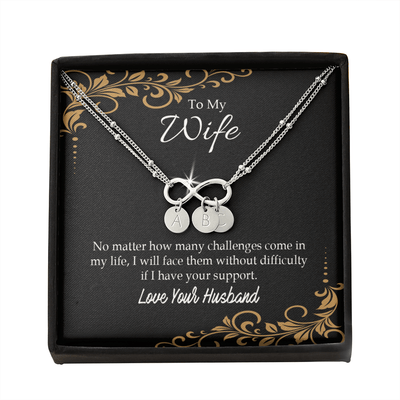 To My Wife No Matter How Many Challenges Infinity Bracelet With Initial Charms - Infinity Bracelet
