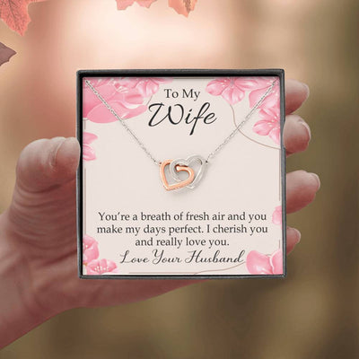 You�Re A Breath Of Fresh Air Gift To Wife Inseparable Necklace Pendant 18k Rose Gold Finish 16� - Interlocking Hearts Necklace