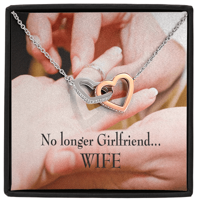 Future Wife Fiance Gift No Longer Girlfriend Inseparable Love Pendant 18k Rose Gold Finish 16� Engagement Wedding Gift - Interlocking Hearts Necklace