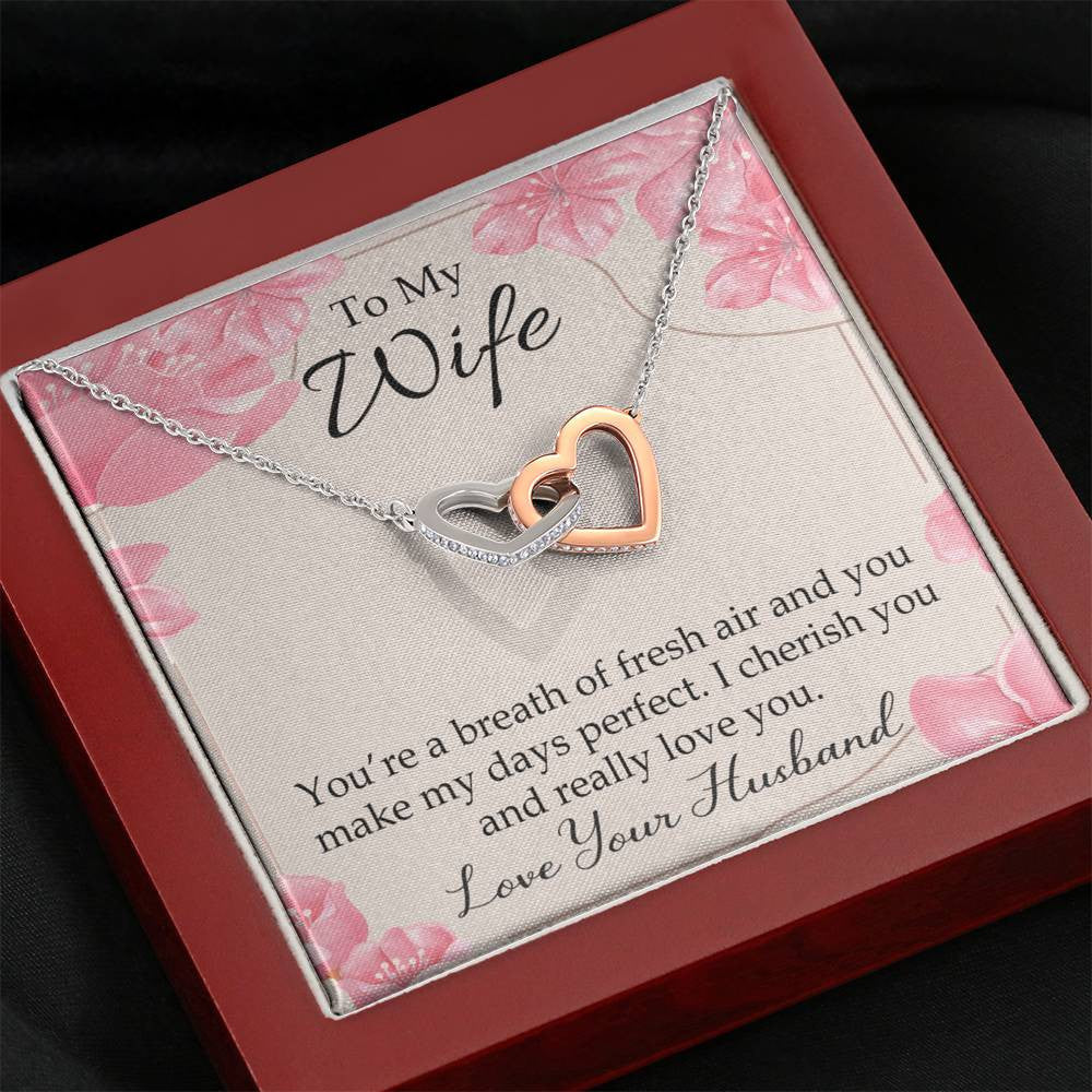 You�Re A Breath Of Fresh Air Gift To Wife Inseparable Necklace Pendant 18k Rose Gold Finish 16� - Interlocking Hearts Necklace
