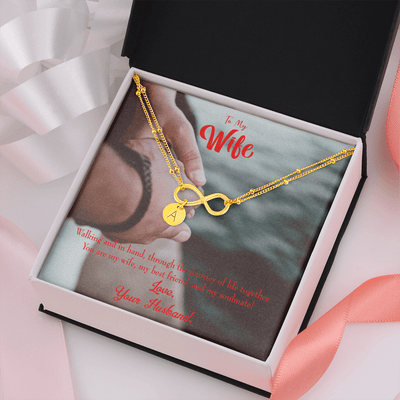 To My Wife To My Soulmate Infinity Bracelet With Initial Charms - Infinity Bracelet