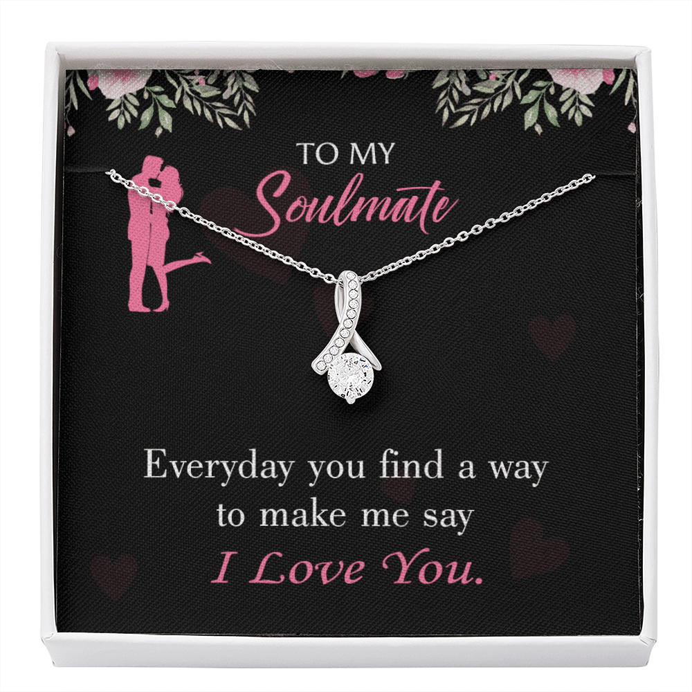 To My Girlfriend Everyday Message Card W Mahogany Style Luxury Box Eternity Ribbon Stone Necklace - Alluring Beauty Necklace Gift For Her