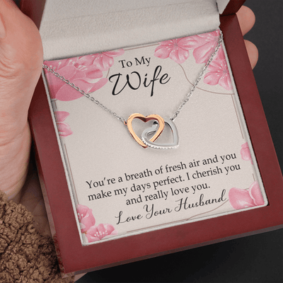 You�Re A Breath Of Fresh Air Gift To Wife Inseparable Necklace Pendant 18k Rose Gold Finish 16� - Interlocking Hearts Necklace