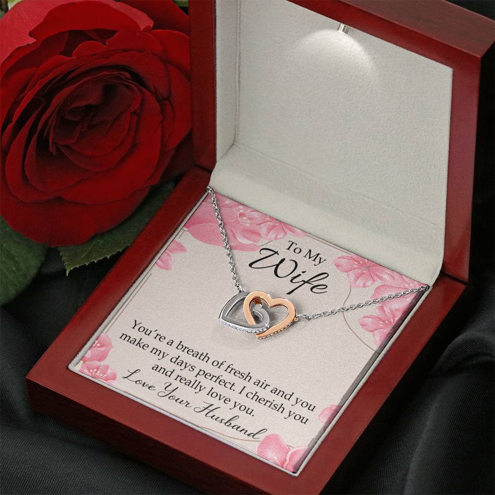 You�Re A Breath Of Fresh Air Gift To Wife Inseparable Necklace Pendant 18k Rose Gold Finish 16� - Interlocking Hearts Necklace