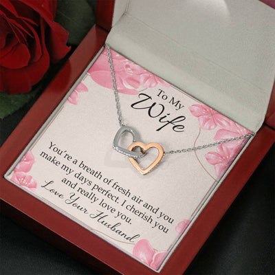 You�Re A Breath Of Fresh Air Gift To Wife Inseparable Necklace Pendant 18k Rose Gold Finish 16� - Interlocking Hearts Necklace