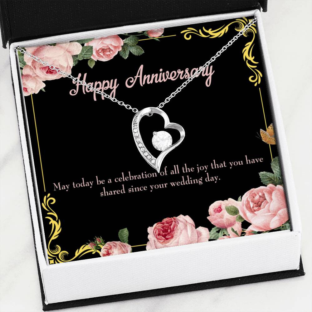 Gift For Wife Happy Anniversary Forever Love NecklaceHeart Pendant Stainless Steel or 18k Gold - Forever Love Necklace Gift Idea For Woman