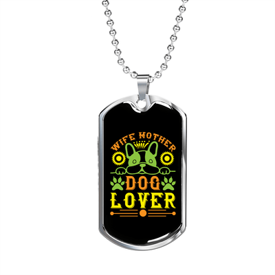 Dog Lover Gift Wife Mother Dog Lover Green Necklace Stainless Steel or 18k Gold Dog Tag 24" Chain - Luxury Love Messages Dog Tag Gifts For Man, Woman