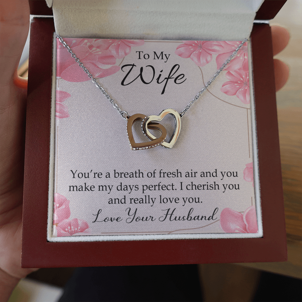 You�Re A Breath Of Fresh Air Gift To Wife Inseparable Necklace Pendant 18k Rose Gold Finish 16� - Interlocking Hearts Necklace