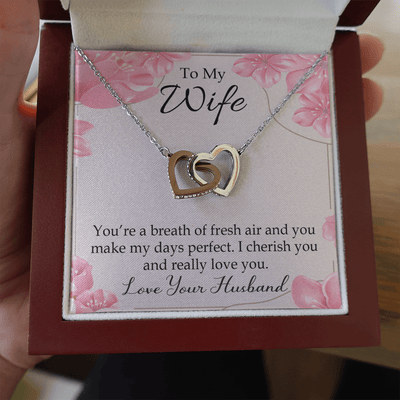 You�Re A Breath Of Fresh Air Gift To Wife Inseparable Necklace Pendant 18k Rose Gold Finish 16� - Interlocking Hearts Necklace