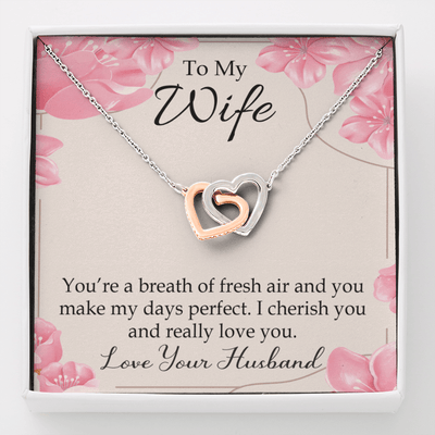 You�Re A Breath Of Fresh Air Gift To Wife Inseparable Necklace Pendant 18k Rose Gold Finish 16� - Interlocking Hearts Necklace