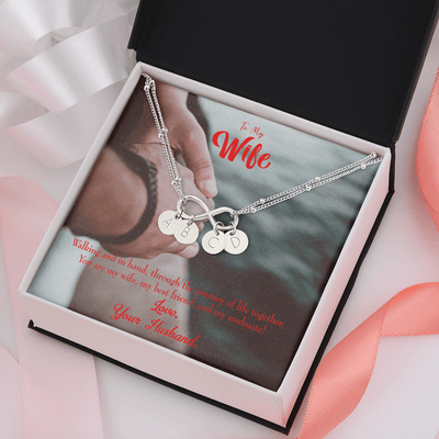 To My Wife To My Soulmate Infinity Bracelet With Initial Charms - Infinity Bracelet