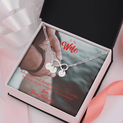 To My Wife To My Soulmate Infinity Bracelet With Initial Charms - Infinity Bracelet