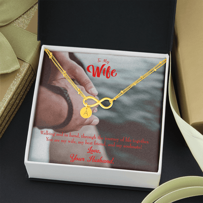 To My Wife To My Soulmate Infinity Bracelet With Initial Charms - Infinity Bracelet