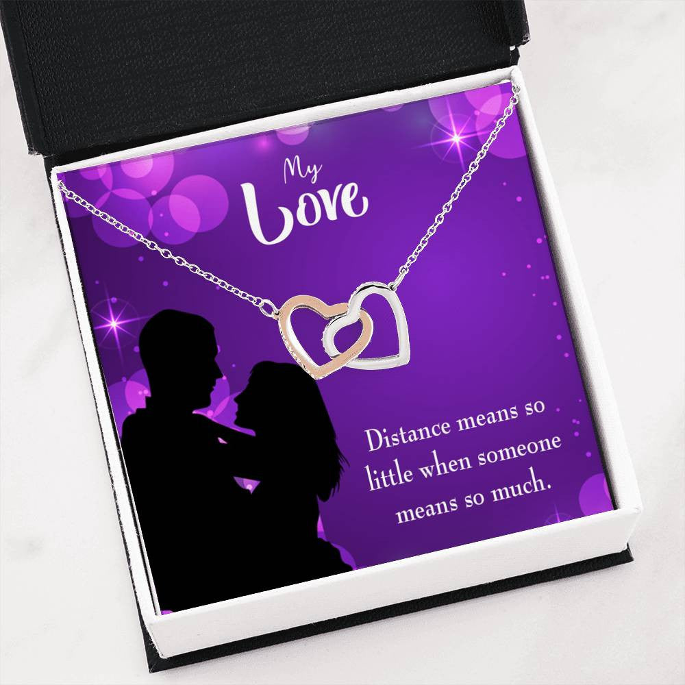 Wife Gift For Wife Birthday Distance Means So Little Inseparable Love Pendant 18k Rose Gold Finish 16� - Interlocking Hearts Necklace