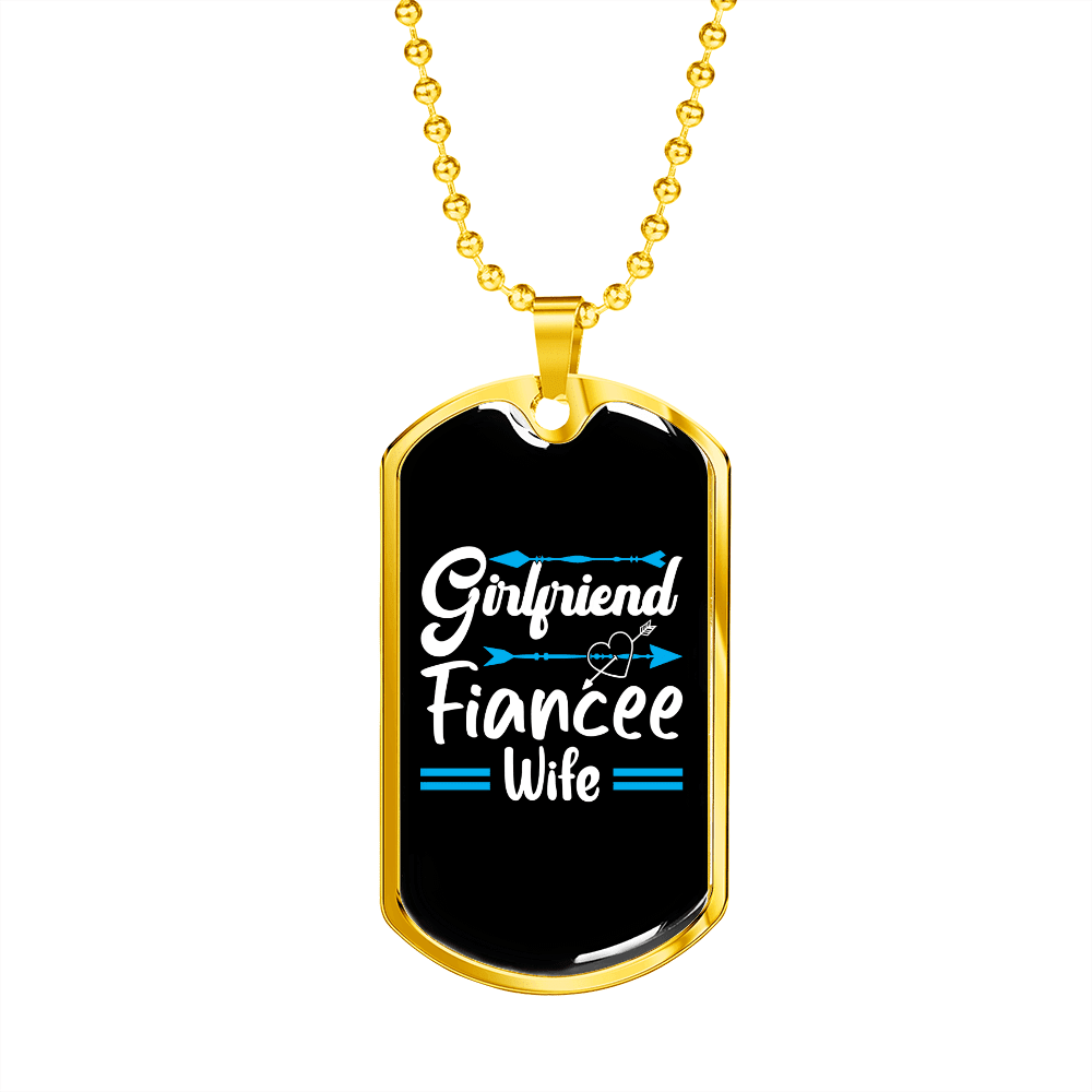 To My Girlfriend Girlfriend Fiancee Wife Blue Necklace Stainless Steel or 18k Gold Dog Tag 24" Chain - Luxury Love Messages Dog Tag Gifts For Man, Woman