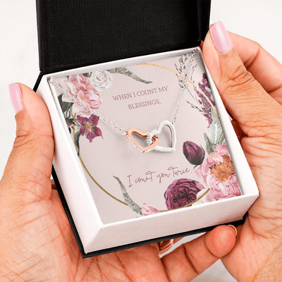 To My Wife I Count You Twice Inseparable Pendant 18k Rose Gold 16� - Interlocking Hearts Necklace