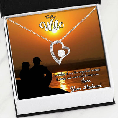 Gift For Wife Life Is Perfect Forever Love NecklaceHeart Pendant Stainless Steel or 18k Gold - Forever Love Necklace Gift Idea For Woman