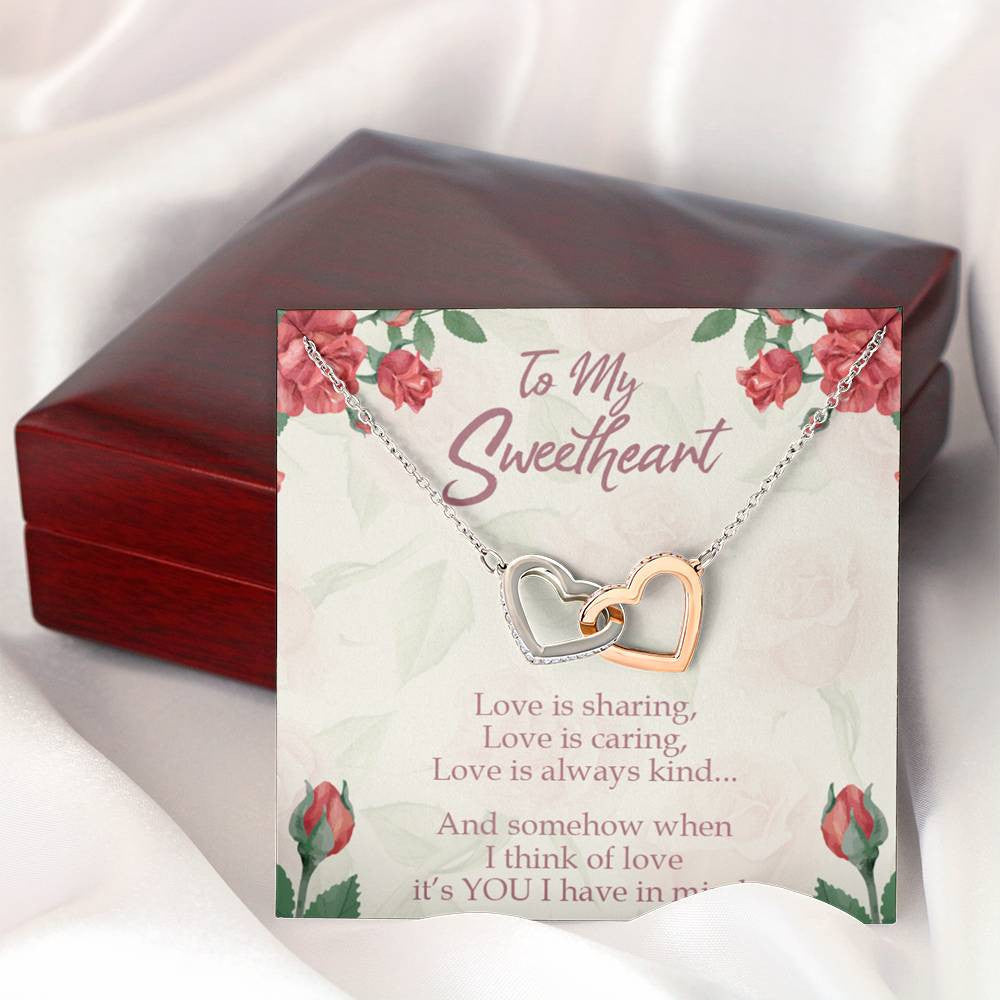 Gift To Wife Girlfriend Love Is You Inseparable Necklace 18k Rose Gold Finish 16� - Interlocking Hearts Necklace