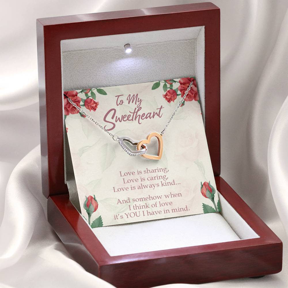 Gift To Wife Girlfriend Love Is You Inseparable Necklace 18k Rose Gold Finish 16� - Interlocking Hearts Necklace