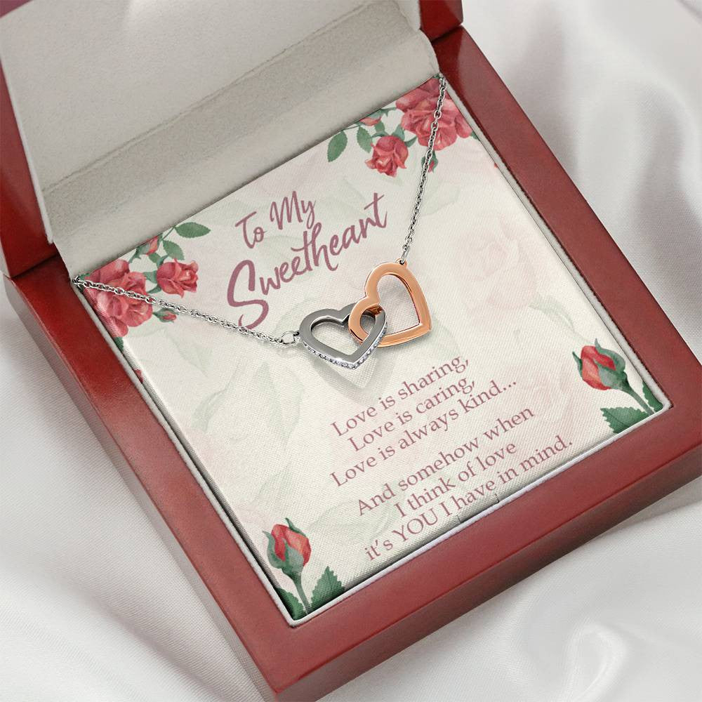 Gift To Wife Girlfriend Love Is You Inseparable Necklace 18k Rose Gold Finish 16� - Interlocking Hearts Necklace