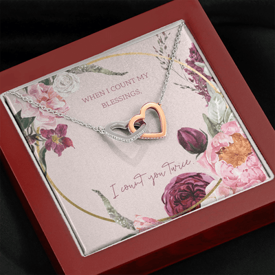 To My Wife I Count You Twice Inseparable Pendant 18k Rose Gold 16� - Interlocking Hearts Necklace