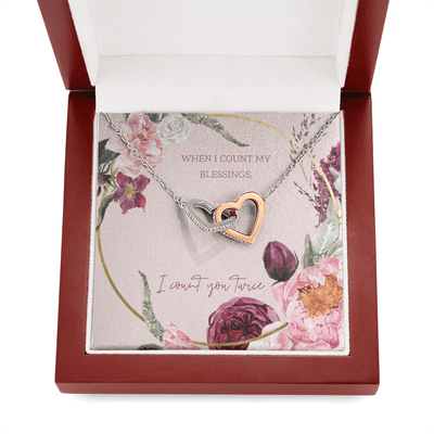 To My Wife I Count You Twice Inseparable Pendant 18k Rose Gold 16� - Interlocking Hearts Necklace
