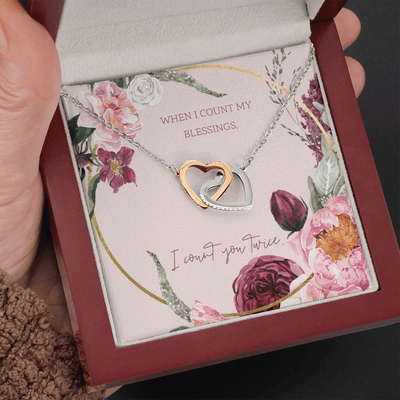 To My Wife I Count You Twice Inseparable Pendant 18k Rose Gold 16� - Interlocking Hearts Necklace