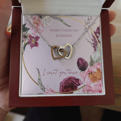 To My Wife I Count You Twice Inseparable Pendant 18k Rose Gold 16� - Interlocking Hearts Necklace
