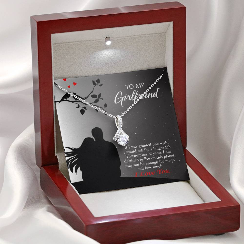 Girlfriend Gift Longer Life Eternity Ribbon Stone Pendant 14K White Gold Stainless Steel Jewelry Gift  - Alluring Beauty Necklace Gift For Her