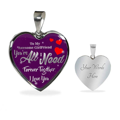 To My Girlfriend Stainless Steel or 18k Gold Heart Pendant Necklace Jewelry Gift  - Luxury Heart Pendant Necklace Gift Idea For Her/Him
