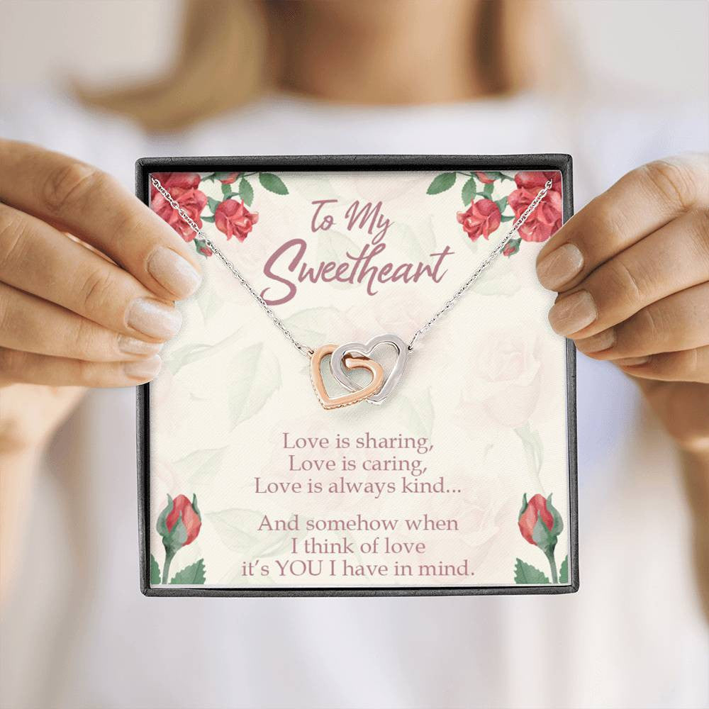 Gift To Wife Girlfriend Love Is You Inseparable Necklace 18k Rose Gold Finish 16� - Interlocking Hearts Necklace