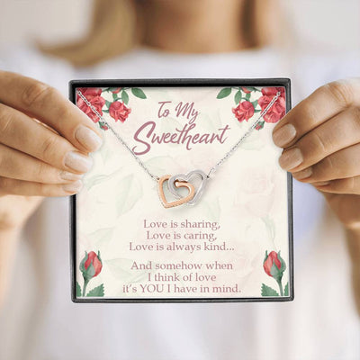 Gift To Wife Girlfriend Love Is You Inseparable Necklace 18k Rose Gold Finish 16� - Interlocking Hearts Necklace