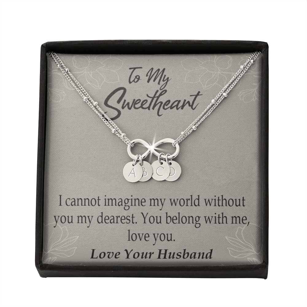 To My Wife You Belong With Me Infinity Bracelet With Initial Charms - Infinity Bracelet